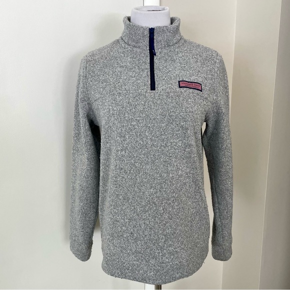 Vineyard Vines Women’s Fleece Quarter Zip Gray Size Large - Picture 2 of 16